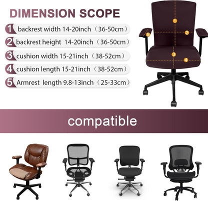 Tallew 4 Pcs Office Chair Covers Set Computer Universal Protective Stretchable Chair Seat Covers Desk Armrest Cover Pads Office Cushion Backrest for Rotating(Regular,Black)