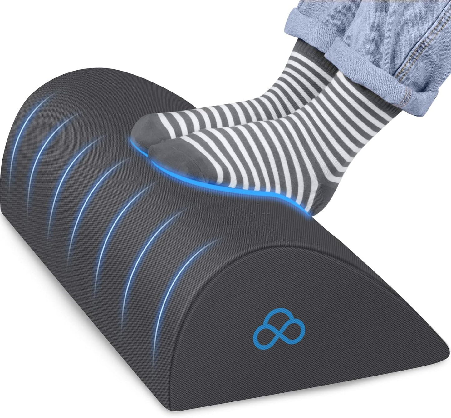 StepLively Foot Rest Ergonomic Pillow for Under Desk at Work, Anti-Fatigue Footrest Support Pillow for Fatigue & Pain Relief, Comfortable for Office Chair, Car Seat & Gaming Chair - Black