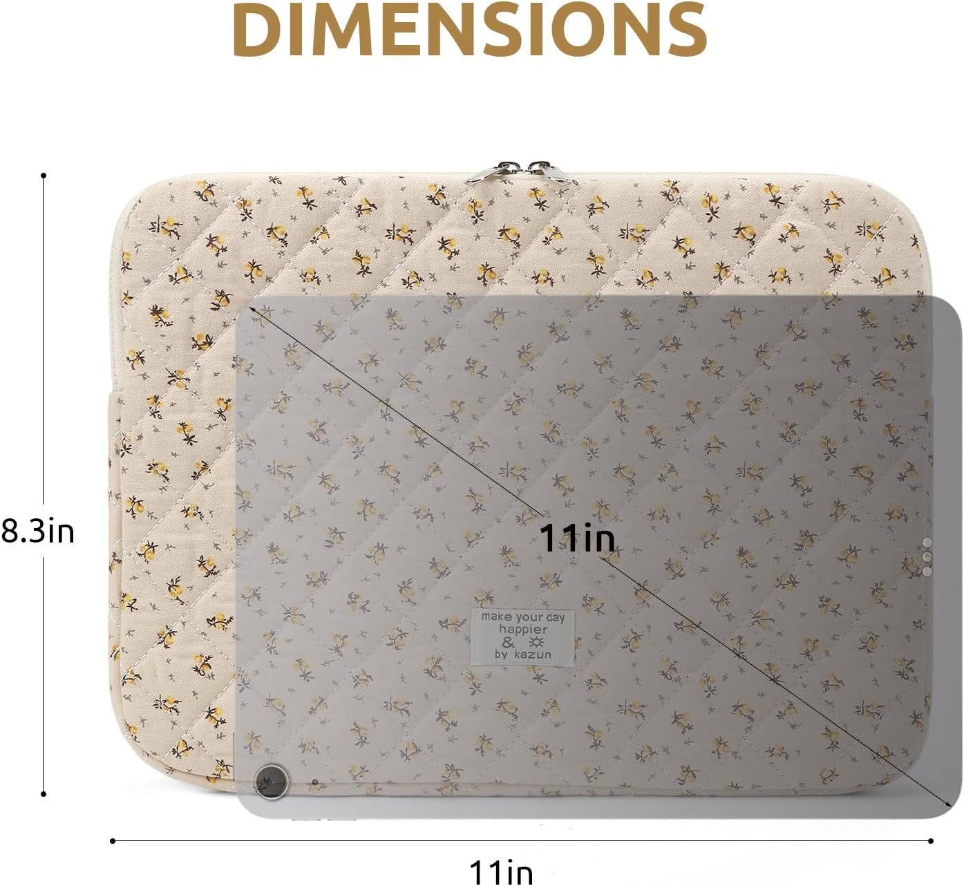 Puffy Laptop Sleeve 13 Inch Cute Quilted Laptop Protective Case Padded Floral Computer Sleeve for MacBook (A-Blue, 13 Inch)