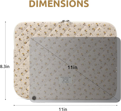 Puffy Laptop Sleeve 13 Inch Cute Quilted Laptop Protective Case Padded Floral Computer Sleeve for MacBook (A-Blue, 13 Inch)