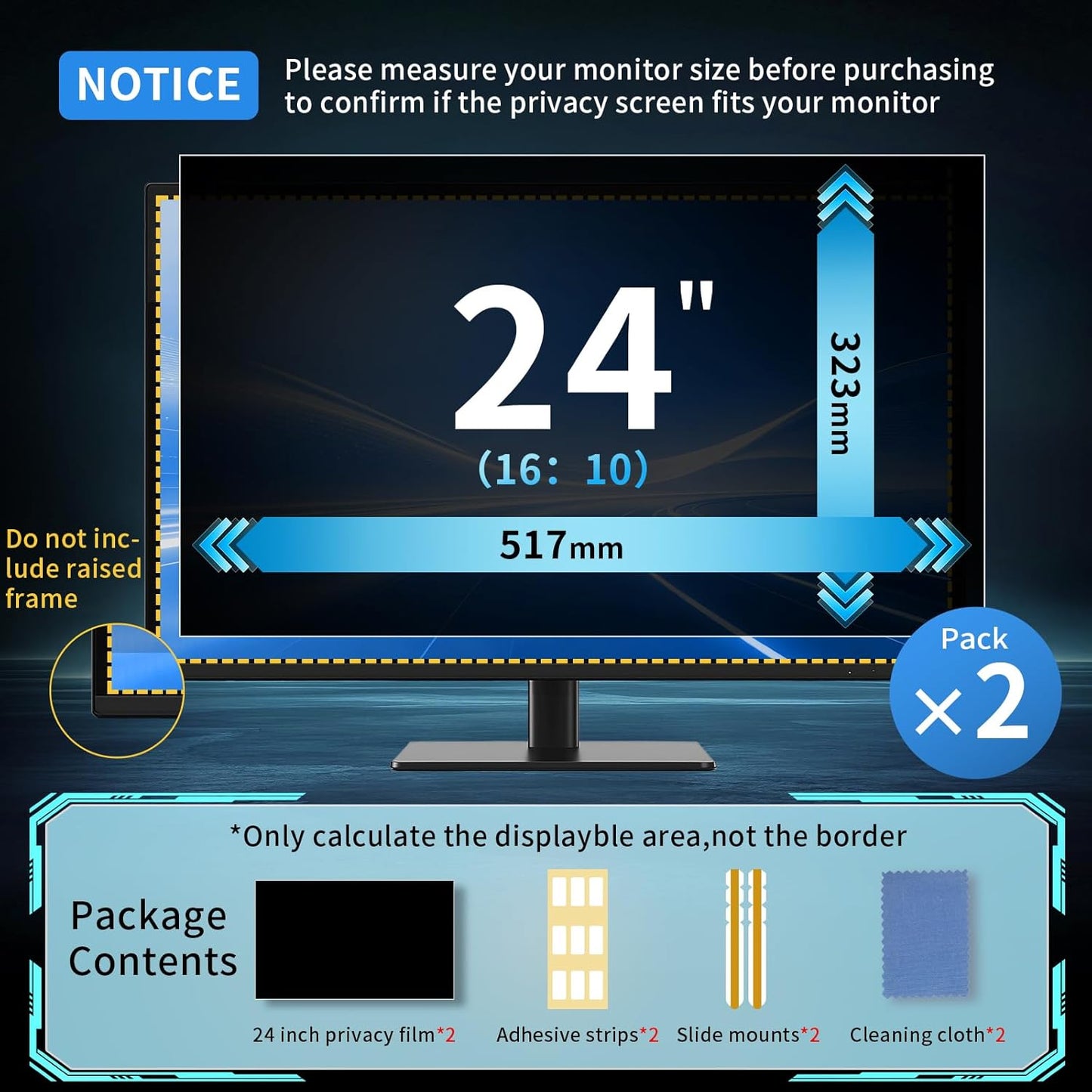 2 Pack- 27 Inch Curved Computer Privacy Screen Filter for 16:9 Widescreen Computer Screen Protector Computer Screen Privacy Shield Anti Glare and Blue Light