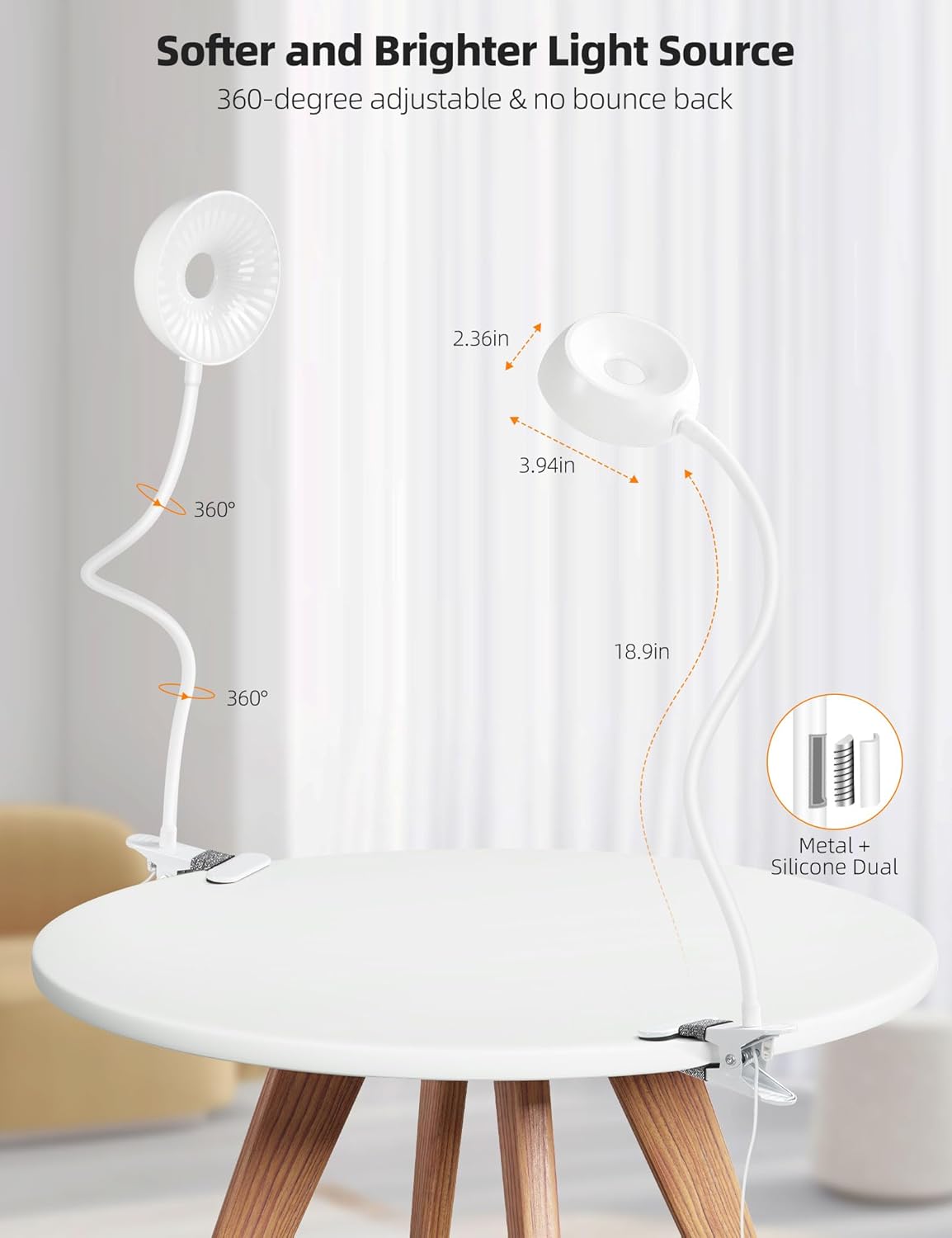 LiFMIRA Reading Light for Beds Headboards, Clip on Light LED Reading Book Light with Clamp Eye-Friendly Desk Lamp 3 Color Modes & 10 Brightness Flexible Reading Lights for Books in Bed Bedside Black