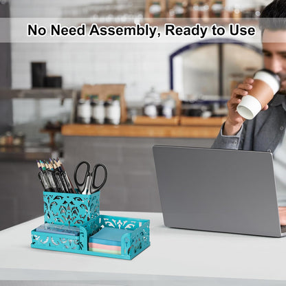 EasyPAG Desk Organizer with 3 Compartment for Pencil Sticky Note Holder and Office Accessories,White