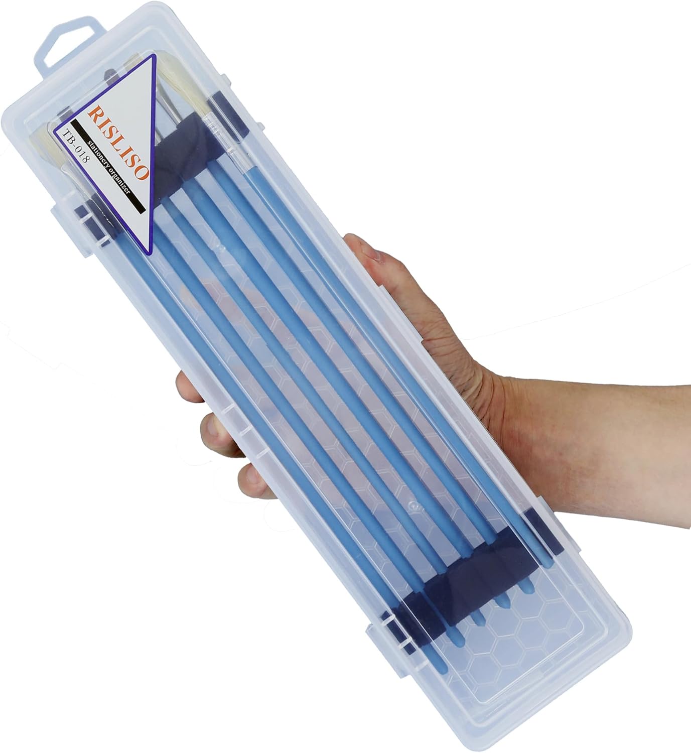 13 Inch Long Paint Brush Container with Foam Insert & Lid for Artist Paintbrush,Portable Miniature Hard Plastic Travel Watercolor Brush Case Without Brushes