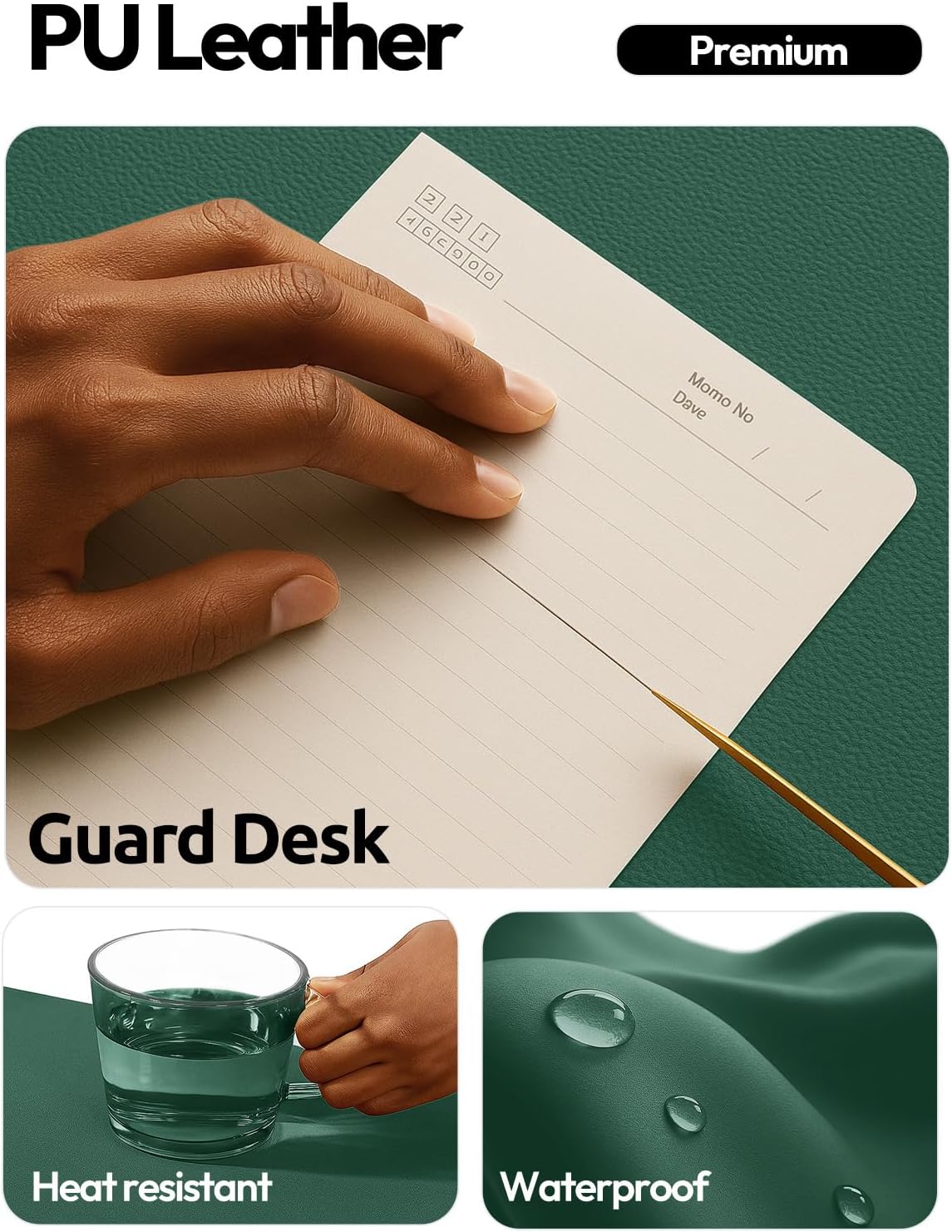 YSAGi Leather Desk Protector, Office Mat, Large Mouse Mat, Non-Slip PU Leather Blotter, Laptop Desk Mat, Waterproof Writing Pad for Office and Home (Black, 31.5" x 15.8") - Colors A