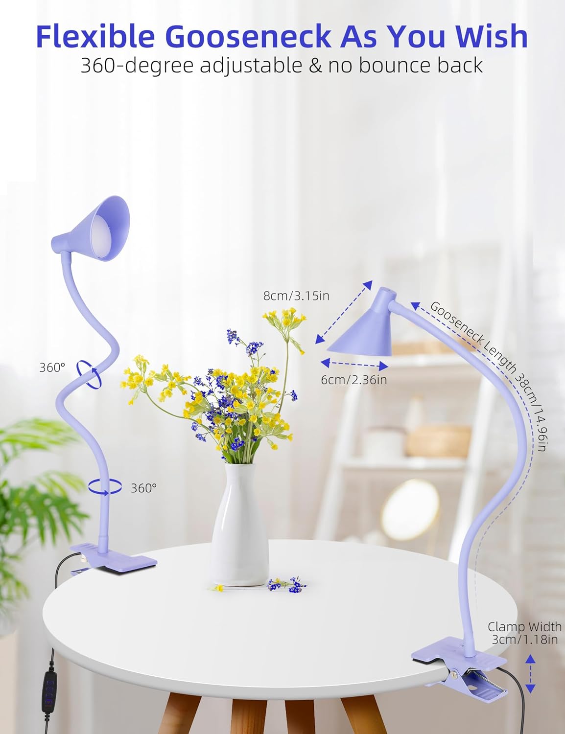 Clip on Light LED Reading Light for Books in Bed, Eye Care Dimmable Reading Lamp 3 Color & 10 Brightness Levels Flexible Clip on Lamp Reading Light for Bed Headboard Bedside Dorm Desk Table - Black