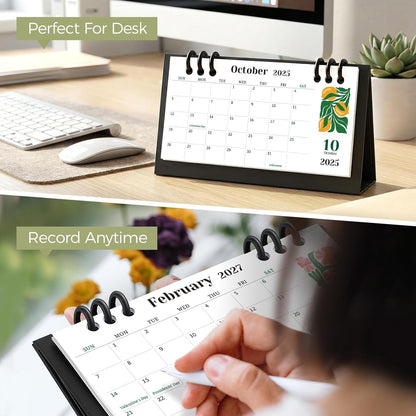 KONVINIT Small Desk Calendar 2026-2027, 6.3" x 3.1", 2026 Desk Calendar - Runs From January 2026 Until December 2027, 24 Months Mini Desktop Calendar for School, Home and Office Supplies