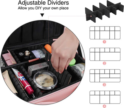 Relavel Makeup Case Large Makeup Bag Professional Train Case 16.5 inches Travel Cosmetic Organizer Brush Holder Waterproof Makeup Artist Storage Box, 3 Layer Large Capacity, with Adjustable Strap