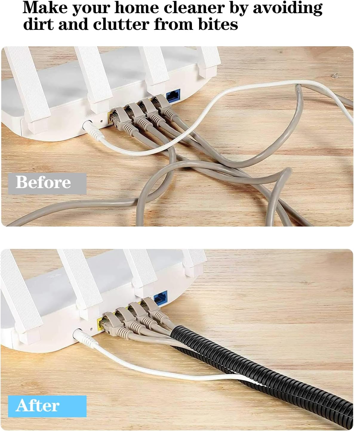 1/4 Inch Wire Loom Split Tubing - 16.5ft Cord Protector Electric Wires Covers, Automotive Wire Flexible Conduit, Plastic Wire Cover