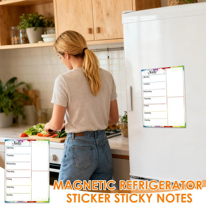 Magnetic Weekly Meal Planner for Refrigerator, 8x12'' Dry Erase Menu Board, Stain Resistant Whiteboard, Strong Magnetic Backing, Ideal for Families, Students, Roommates, Notes, Grocery Lists (A)