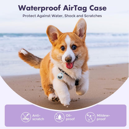 UNBREAKcable AirTag Holder for Apple - 4 Pack Air Tag Case [Fit Tightly Design] [Easy to Install] [Hold Securely] Waterproof TPU Protective Cover with Metal Keychain for Kids,Pet,Luggage,Backpack,Keys