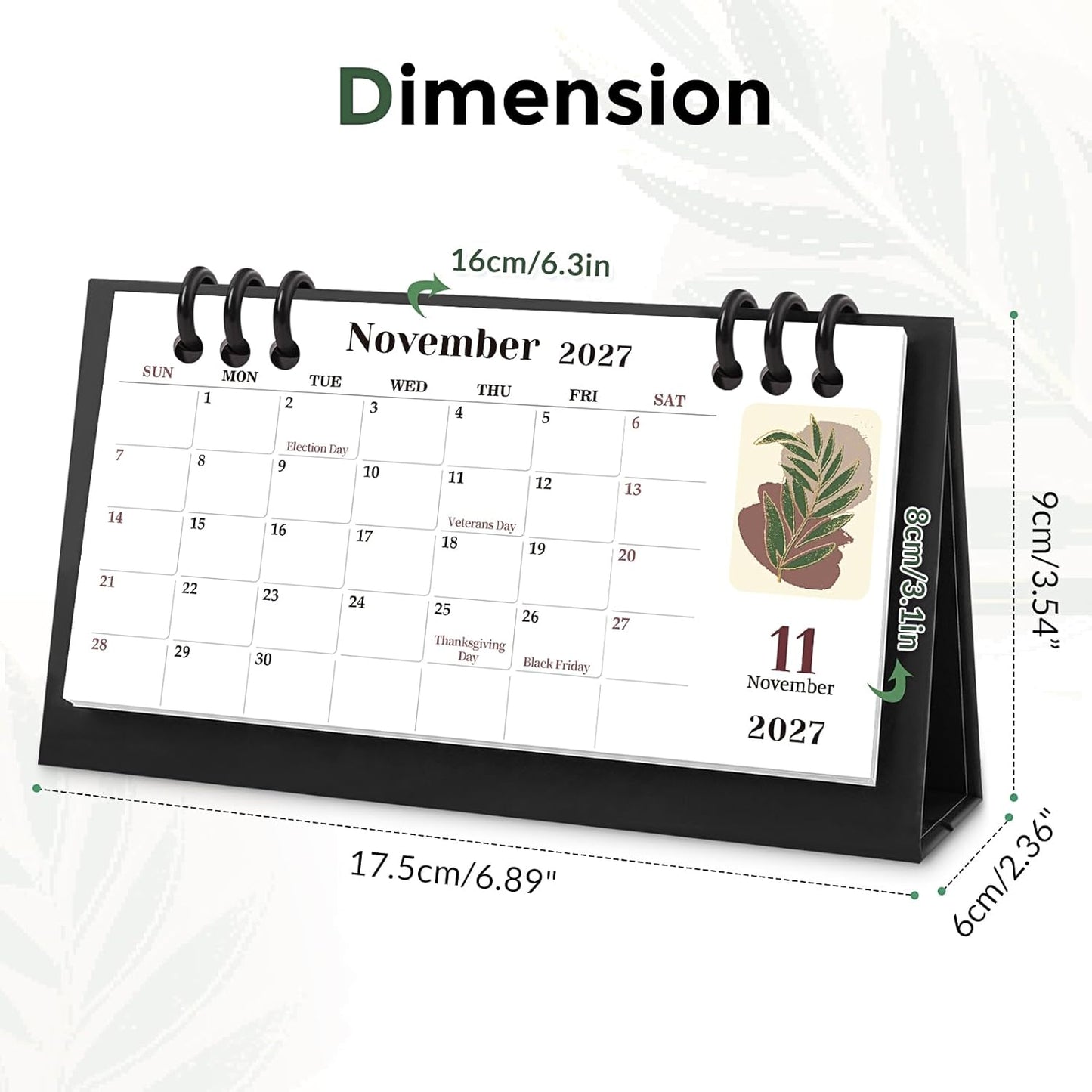 KONVINIT Small Desk Calendar 2026-2027, 6.3" x 3.1", 2026 Desk Calendar - Runs From January 2026 Until December 2027, 24 Months Mini Desktop Calendar for School, Home and Office Supplies