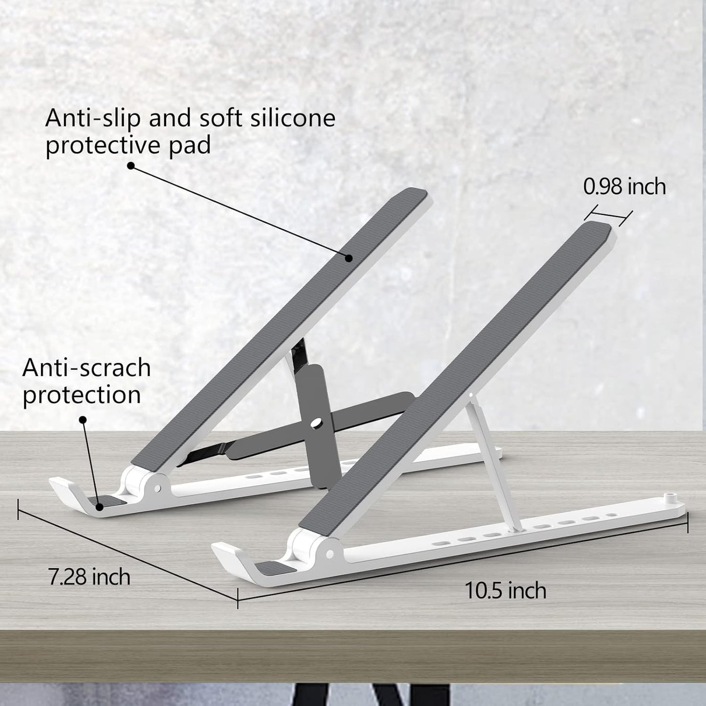 Tonmom Laptop Stand for Desk, Adjustable Laptop Riser ABS+Silicone Foldable Portable Notebook Holder, Ventilated Cooling Notebook Mount Computer Stand for 10-15.6” Laptops,Tablets-Black