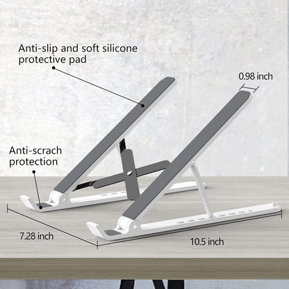 Tonmom Laptop Stand for Desk, Adjustable Laptop Riser ABS+Silicone Foldable Portable Notebook Holder, Ventilated Cooling Notebook Mount Computer Stand for 10-15.6” Laptops,Tablets-Black