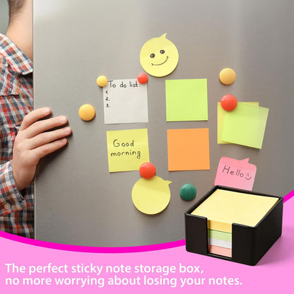 3x3 Inch Black Acrylic Sticky Note Holder – Notepad Dispenser for Desk, Dorm, Home or Office, Sturdy Opaque Design Keeps Notes Neat and Accessible