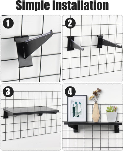 6 Pack Gridwall Shelf with Metal Brackets, 16"x 8" Wooden Gridwall Shelves Heavy Duty Gridwall Shelving Organizer Accessories for Garage, Visualizer, Workbench and Bitchenette (16x8x0.6)