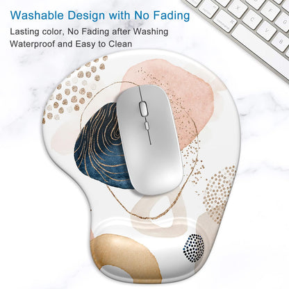 ITNRSIIET Ergonomic Mouse Pad with Gel Wrist Support Wrist Rest Smooth Surface Non-Slip PU Base Comfortable Office Supplies Pain Relief, 9.5 x 8 inches, Beach