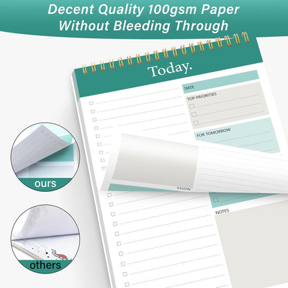 104 Pgs To Do List Notepad - Daily Planner Notepad Undated 52 Duplex-Printed Undated Sheets Tear Off, 6.5" x 9.8" Checklist Productivity Organizer with Hourly Schedule for Tasks