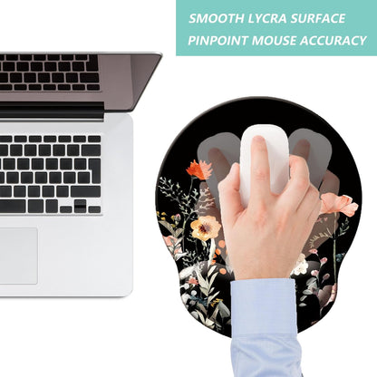 Mouse Pad with Wrist Support, Ergonomic Mouse Pad with Memory Foam Wrist Rest Cushion, Non-Slip Rubber Base Gaming Mice Pad for Home Office Computer Laptop, Flowers Grass