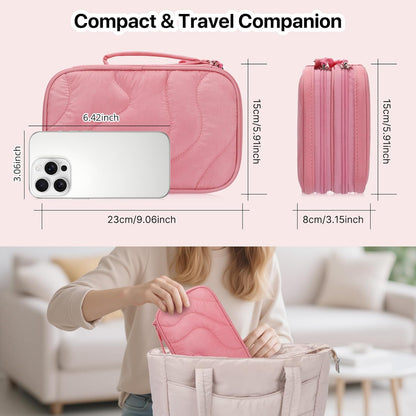 Skycase Tech Pouch - Lightweight Electronics Organizer Travel Case - Double Layers Cable Organizer - All-in-One Storage Bag for Charger, Cord, Phone, Flash Drive, Essentials - XL