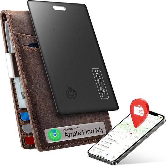 Wallet Tracker Card,Air-Tag Wallet Card,Find My Trarcking Card,Waterproof Design,Item Locator for Wallet,Keys, Luggage,Bags, Passport,Purse,120DB(iOS Only) (Black)