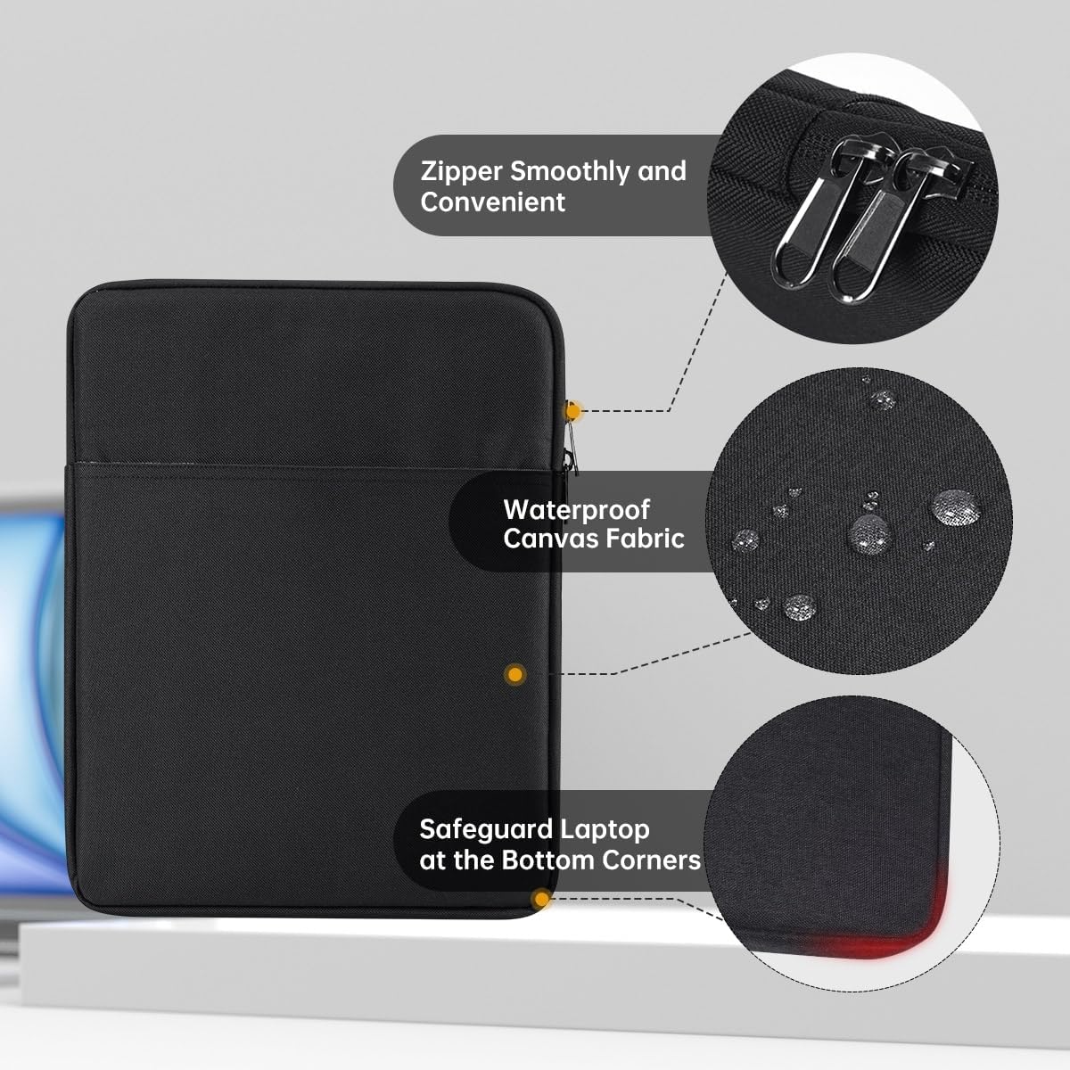 Tablet Sleeve for 2026 iPad A16, 11 inch iPad Air M4 M3 M2, Pro M5, Amazon Fire Max 11 Tablet/Kindle Fire HD 10/10 Plus, Galaxy Tab A9+ Plus Bag, Black