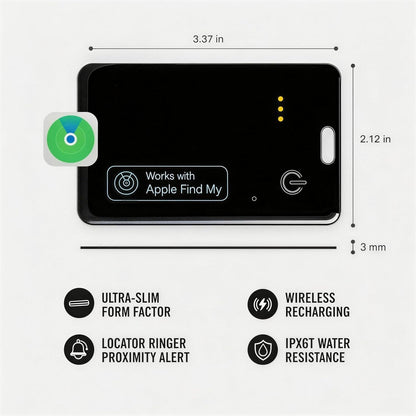 2-Pack Wallet Tracker Card for Apple Find My(iOS Only), Rechargeable Thin Finder with Wireless Charging - Protable Item Locator for Keys, Luggage, Passports and Bags