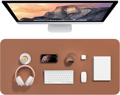 Hsurbtra Desk Pad, 23.6" x 13.8" PU Leather Desk Mat, M Extended Mouse Pad, Waterproof Desktop Blotter Protector, Non-Slip Ultra Thin Small Laptop Keyboard Writing Mat for Office Home, Pink