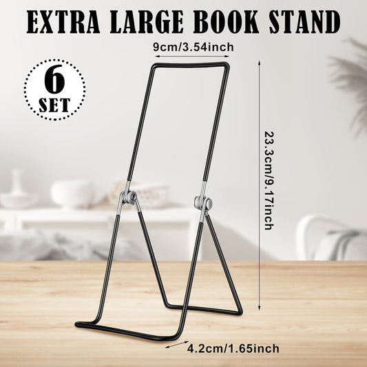 6 Pack 9.17 Inch Large Metal Book Stand for Display Adjustable Display Holder Easel Collector Stand for Home Office Back to School Books Frames Comic Plates Album CD Magazine