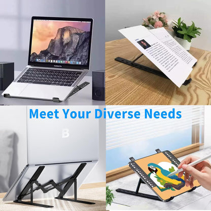 Leeboom Laptop Stand for Desk, Ergonomic Adjustable Aluminum Foldable Portable Computer Stand, Lecterns & Podiums, Fits 10-15.6" MacBook Air Pro HP Lenovo Dell Laptops & Tablets(Silver)