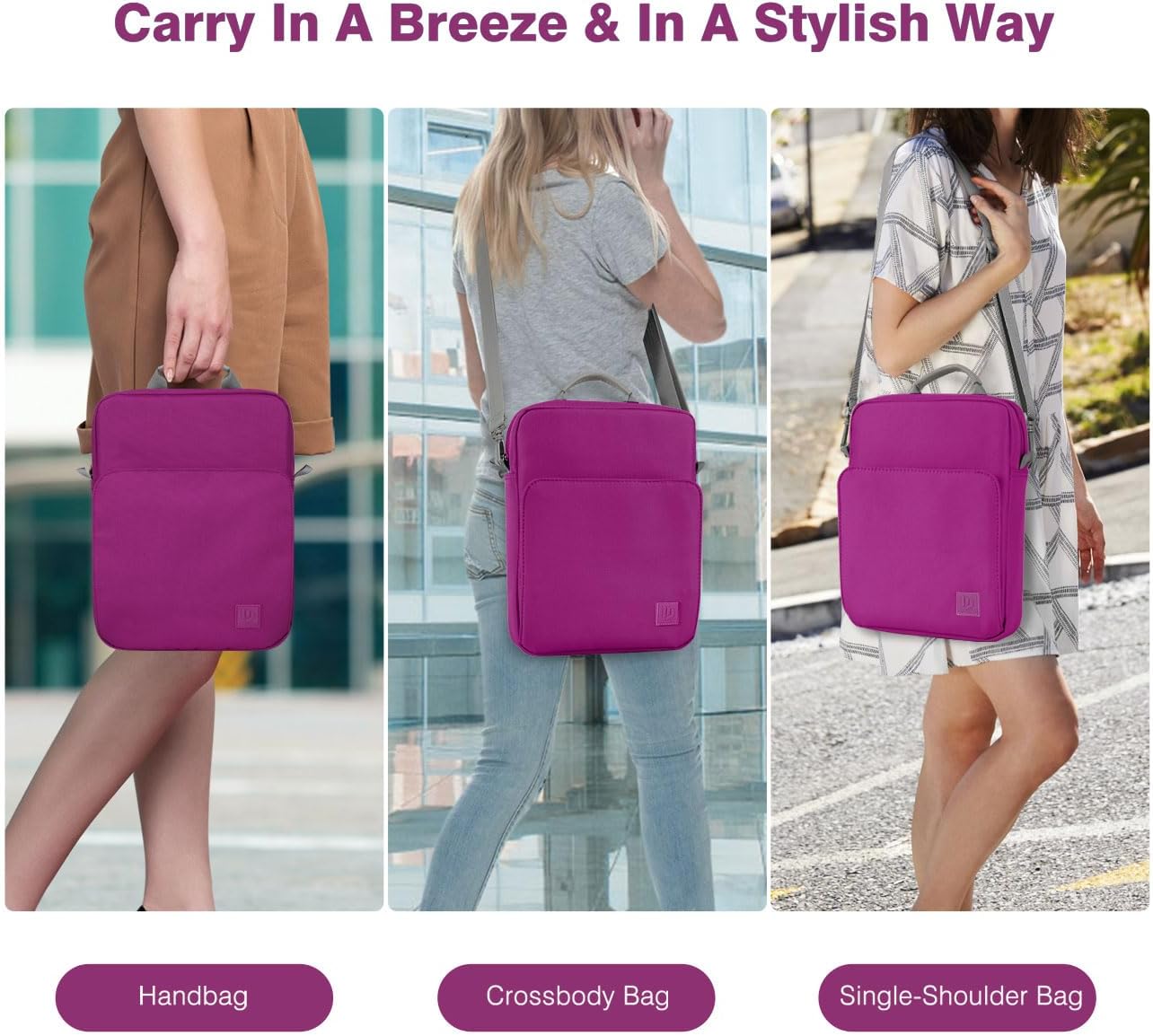 Dadanism 9-11 Inch Tablet Sleeve Bag Carrying Case with Shoulder Strap for iPad (A16) 11", iPad 10th Gen 10.9", iPad Air M4/Pro M5 11", iPad 9/8/7th 10.2", Galaxy Tab A11+ Plus 11", Cloudy Pink