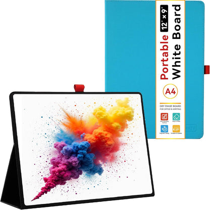 Desktop Dry Erase Board,12" X 9" Small White Board,Portable whiteboard with Stand, Marker and Eraser Wipe, A4 Notebook White Board Easel for Kids Drawing on Desk, for Students Shool (Black)