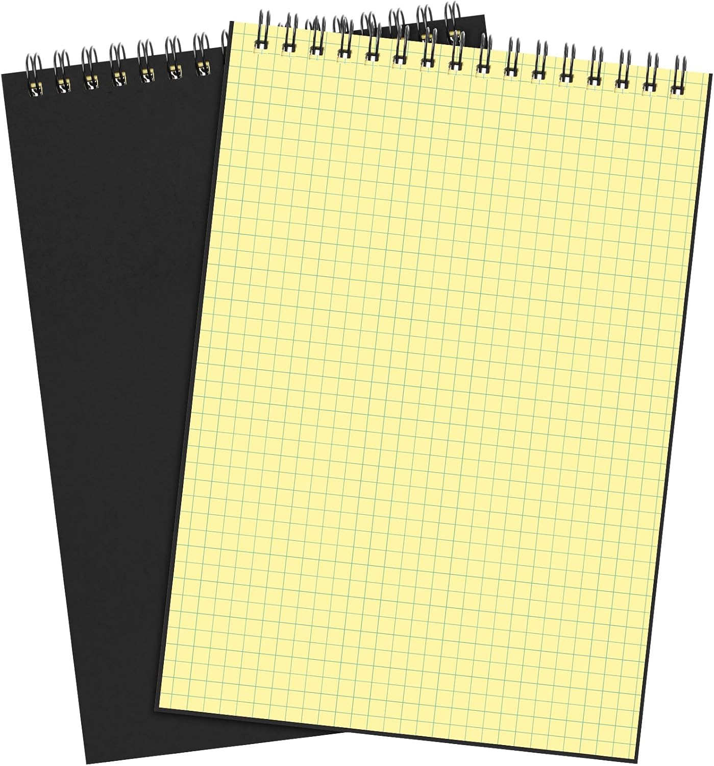 Engrowtic 6 Pack Graph Paper Spiral Notepad A5 Top Wirebound Notepad Grid Notebook Steno Pad Memo Notebook Grid Paper 140 Pages for Writing Sketching Drawing Office Supply (Black)