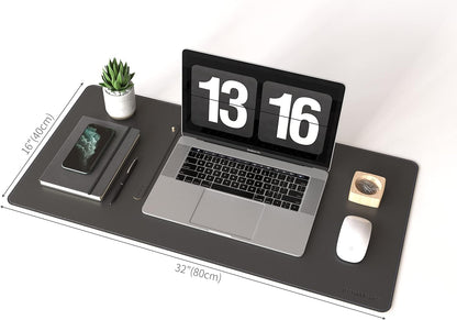 RENMTURE Dual-Sided Mouse Pad, Natural Cork & PU Leather Large Desk Pad for Office and Home Work, Desk Protector Non-Slip, Waterproof, Easy Clean (Olive Green, 32"x16")