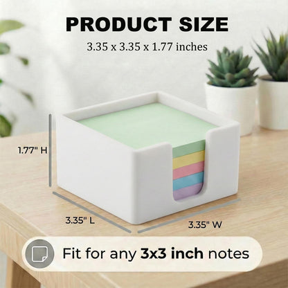 Silicone Sticky Note Holder for Desk - Modern 3x3 Inch Memo Pad Dispenser Post Note Holder, Minimalist Desk Storage Organizer for Office, Home, and School, White
