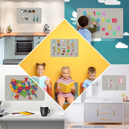 2Pack Black Magnetic Board,17.5" x 11.4" Magnet Bulletin Board to Display Magnetic Notes, Poetry, Photos, Suitable for Wall, Refrigerator, Cabinet etc, Come with 8 Pcs Dual Lock Tape and Screws