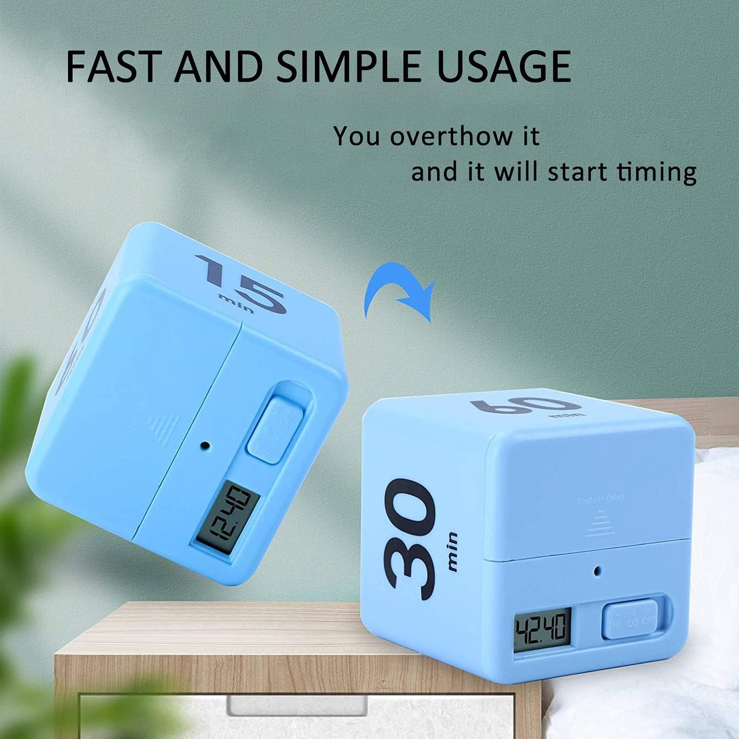 Cube Timer, Kids Timer with Gravity Sensor Flip 15 20 30 60 Mins Countdown Settings for ADHD, Time Management, Classroom, Productivity Workout, Kitchen, Cooking, Study (Pink)