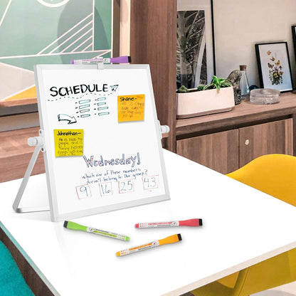 Dry Erase Magnetic White Board, 16" x 12" Double-Sided Desktop Whiteboard with Stand, Portable Small Whiteboard Set for Drawing, Office, Home