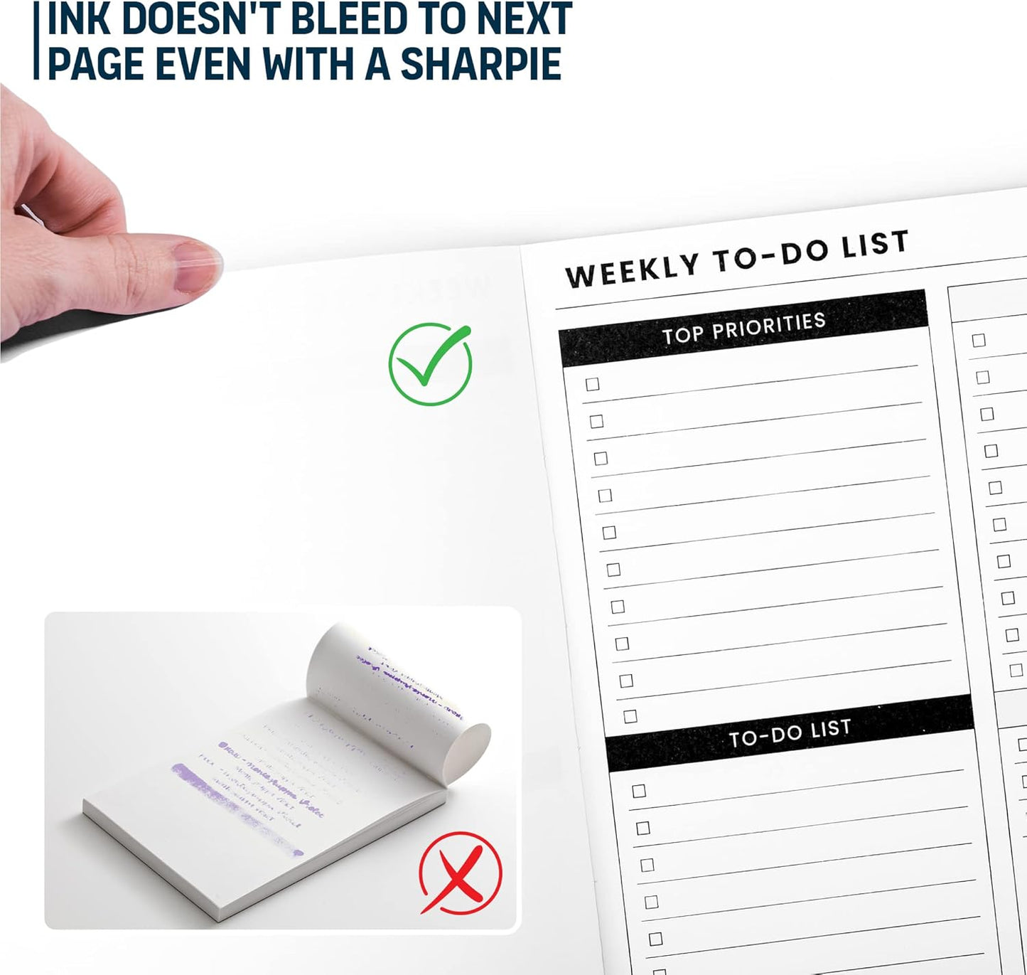 To Do List Notepad: With Multiple Functional Sections - Large Size 8.5x11" 52 Sheets - Tear Off Daily Planner Notebook - Task CheckList Organizer Agenda Pad for Work - Note, Plans, Goals, Grocery, and
