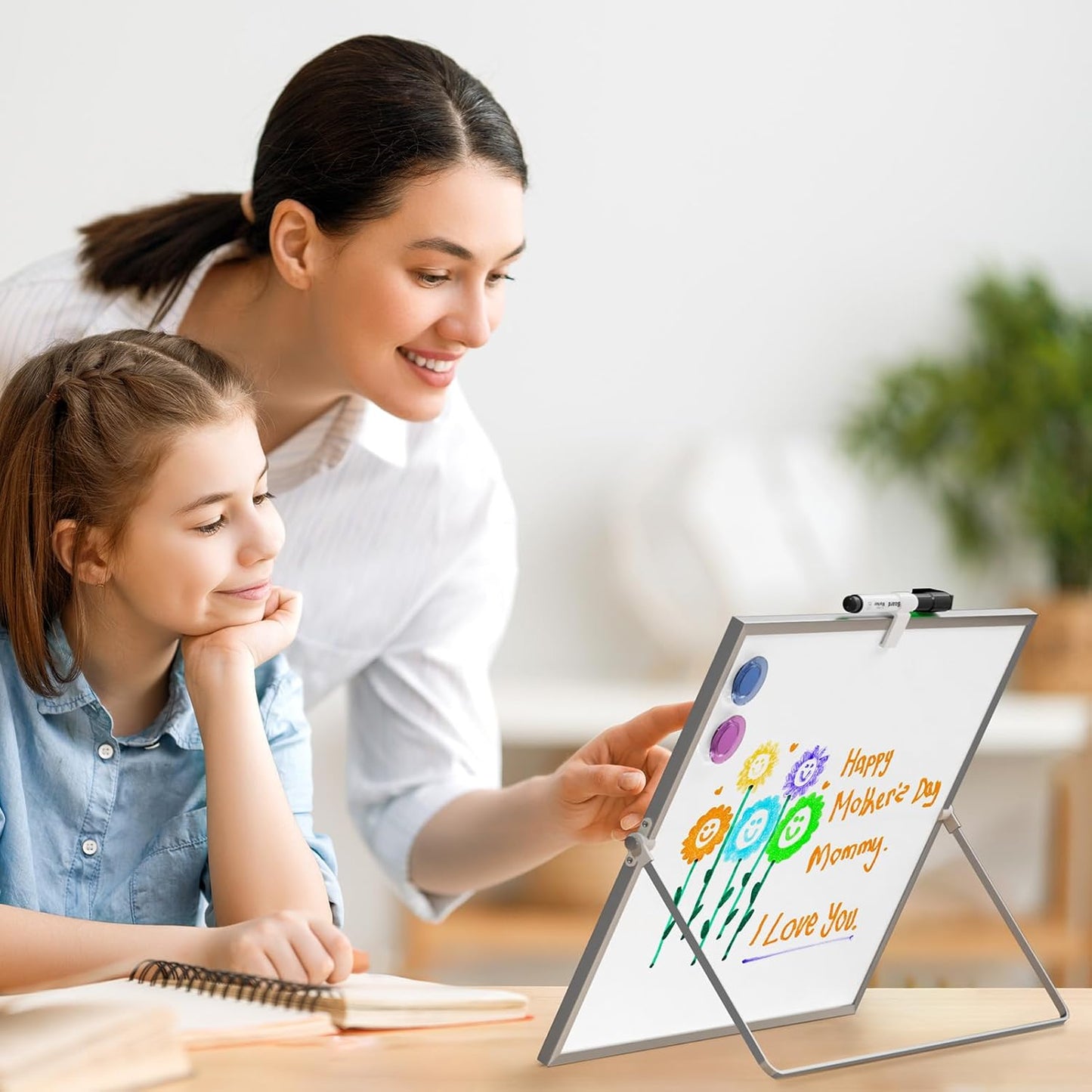 MaxGear Dry Erase Magnetic White Board, 16" x 12" Double-Sided Dry Erase Board with Stand, Large Desktop Whiteboard for Home, Studio, Office - Planning, Memo, to Do List, Studing