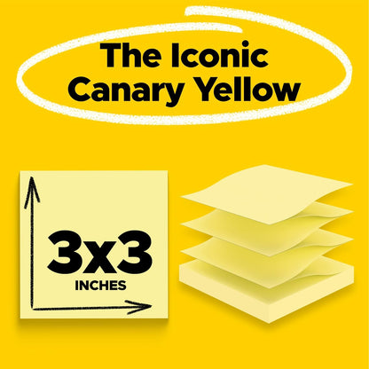 Post-it Super Sticky Dispenser Pop-up Notes, 12 Sticky Note Pads, 3 x 3 in., 2X The Sticking Power, New Year Organization or Second Semester School Supplies, Canary Yellow
