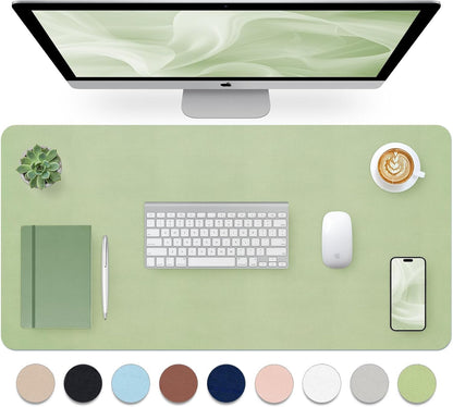 Bloss Leather Desk Pad and Keyboard Wrist Rest, Large Mouse Pad + Keyboard Pad+Mouse Wrist Support, Non-Slip Desk Mat Protector for Office, Home(31.5×15.7 Inches,Beige) - Colors A
