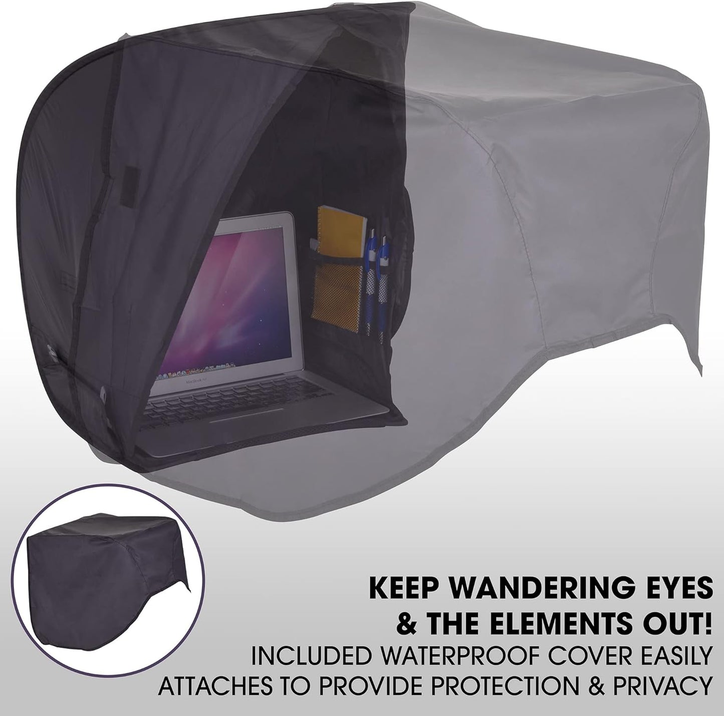 RitzGear Pop-Up Laptop Sun Shade | Portable Compact Anti-Glare Screen Hood, Tent & Carry Case for Up-to 17” Laptops or Monitor | Light Reflective Shield & Waterproof Privacy Cover for Working Outside
