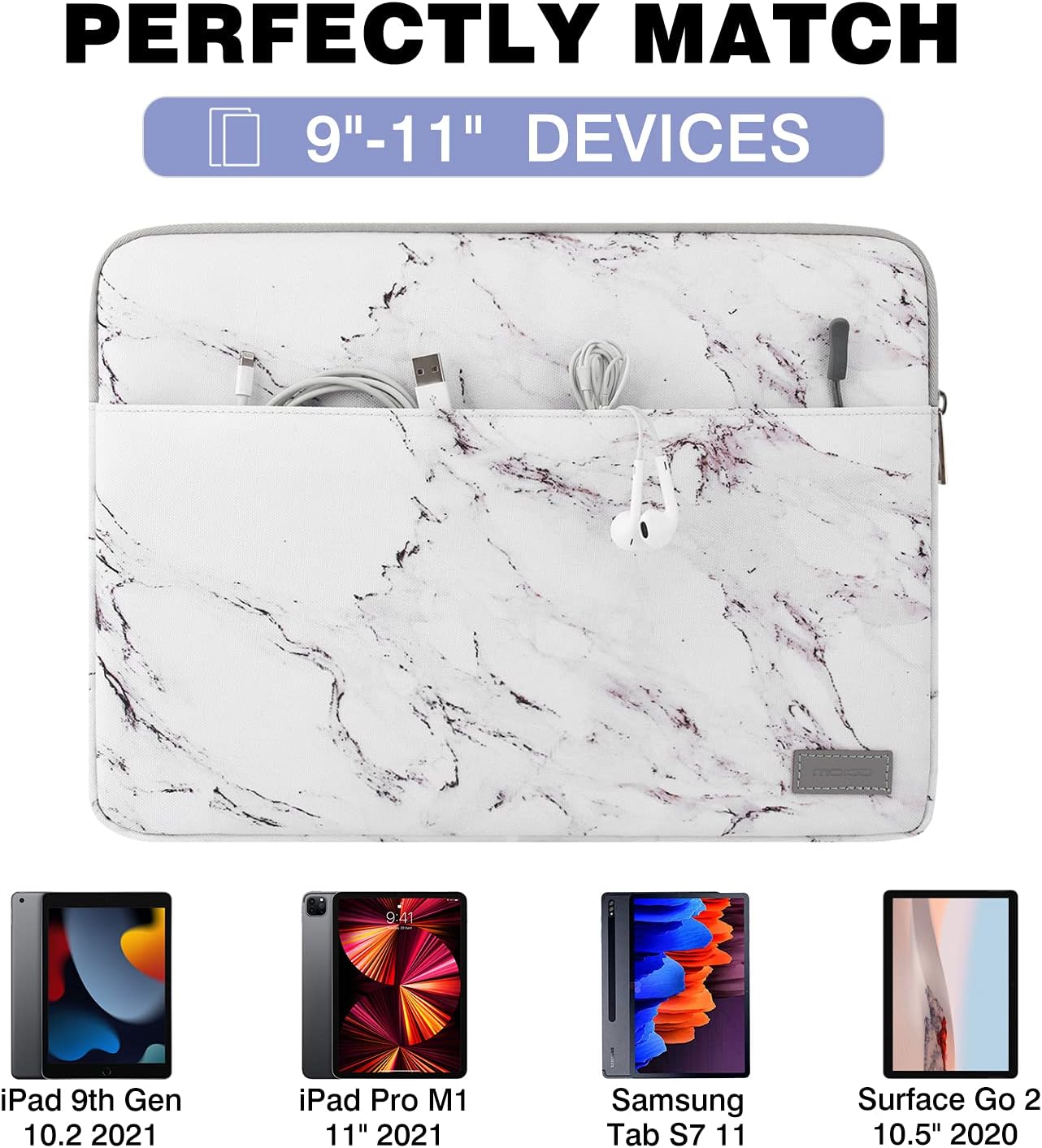 MoKo 9-11 Inch Tablet Sleeve Bag Carrying Case Fits iPad Pro 11 M5/Air M3, iPad A16 2025, i-Pad 10th 10.9, i-Pad 9/8/7th Gen 10.2, iPadAir 5/4th 10.9, Tab S8 11"/Tab A 10.1,Cloudy Pink