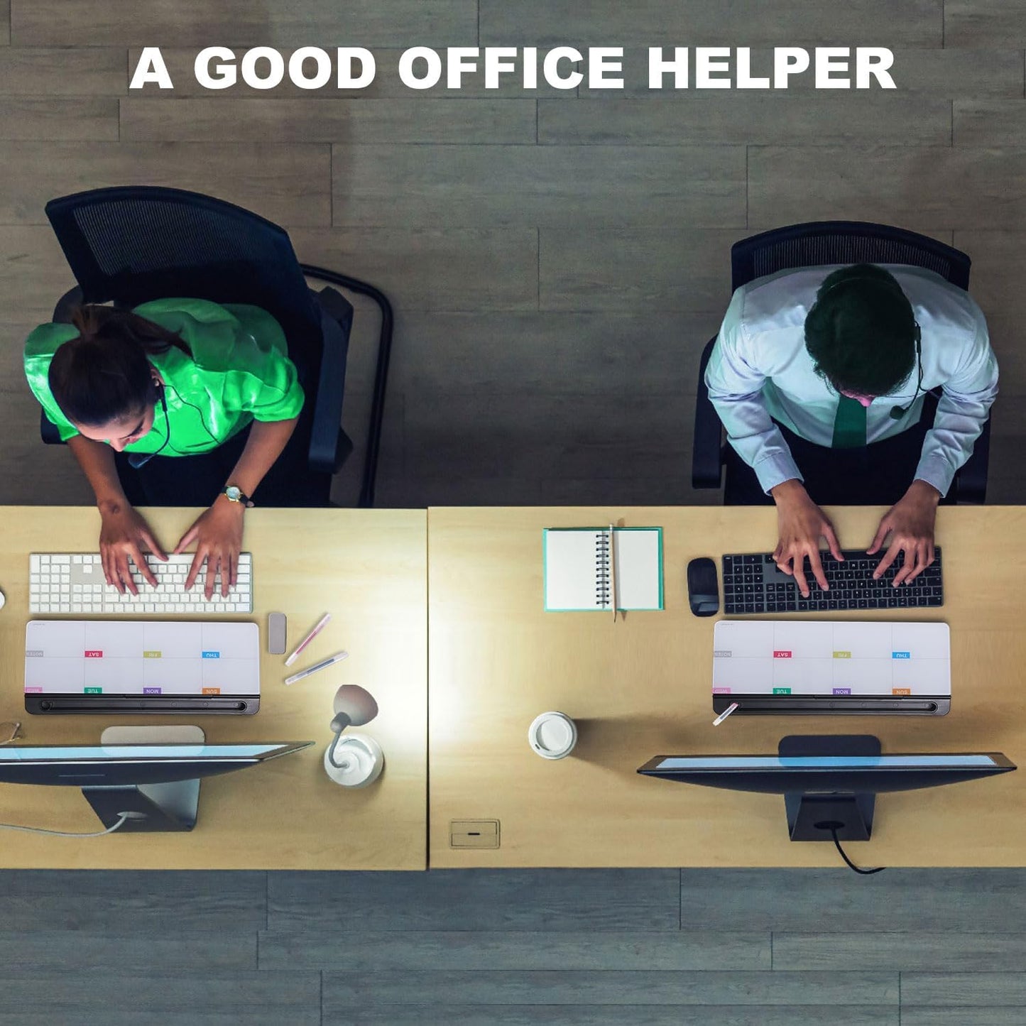 TSJ OFFICE Small Desktop Whiteboard -Glass Dry Erase Board Computer Keyboard Stand White Board Surface Pad with Drawer, Desk Organizers with Accessories for Office, Home, School Supplies - White
