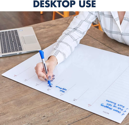 Quartet Glass Desktop Weekly Planner, 17" x 22", Whiteboard, Dry Erase Surface, Clean Erase, Includes 1 Dry Erase Marker, White (GDP2217W)