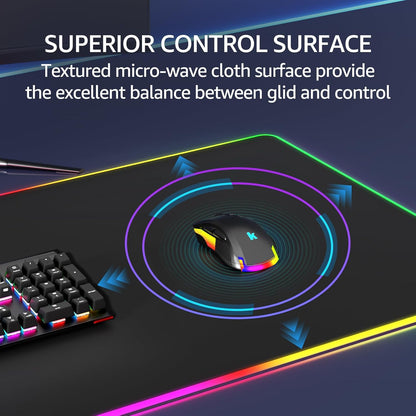 KTRIO Large Gaming Mouse Pad Desk Mat, Superior Micro-Weave Cloth for Precise Mouse Control, Non-Slip Rubber Base, Stitched Edges, Water-Resistant, for Gamer, Office & Home, 31.5" x 11.8" inches