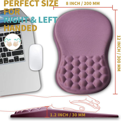 Hokafenle Ergonomic Mouse Pad Wrist Support with Massage Design, Wrist Rest Pain Relief Mousepad with Memory Foam&Non-Slip PU Base, Mouse Pads for Wireless Mouse & Desk (12x8 inch,Black)