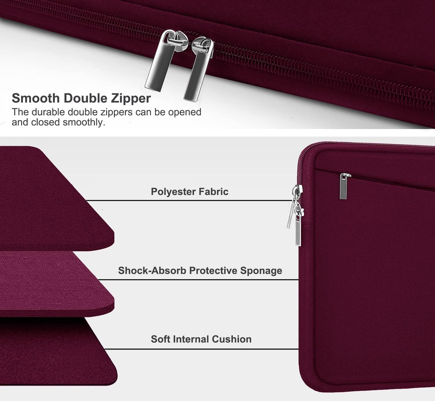 Laptop Sleeve 15.6 inch, Durable Computer Carrying Bag Protective Case Briefcase Handbag with Front Pocket, Slim Laptop Cover for 15-16 Inch HP, Dell, Lenovo, Asus, Notebook, Black