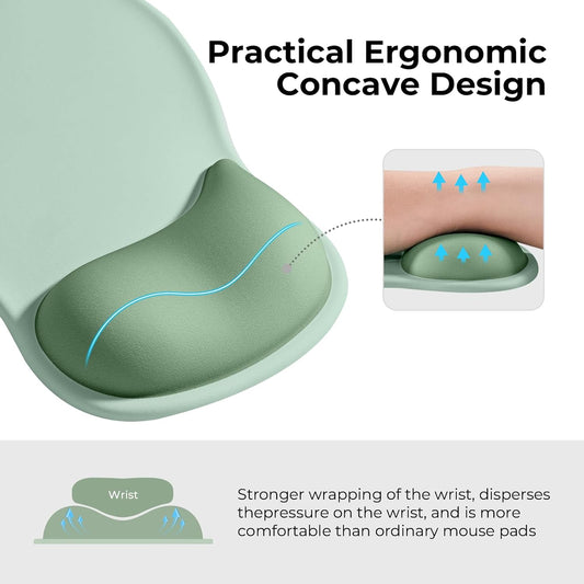 EooCoo Ergonomic Mouse Pad with Gel Wrist Rest Support, Middle Concave Design for Natural Wrist Alignment, Non-Slip Base Mousepad for Laptop, Computer, Office Desk Accessories, Carpal Tunnel Syndrome